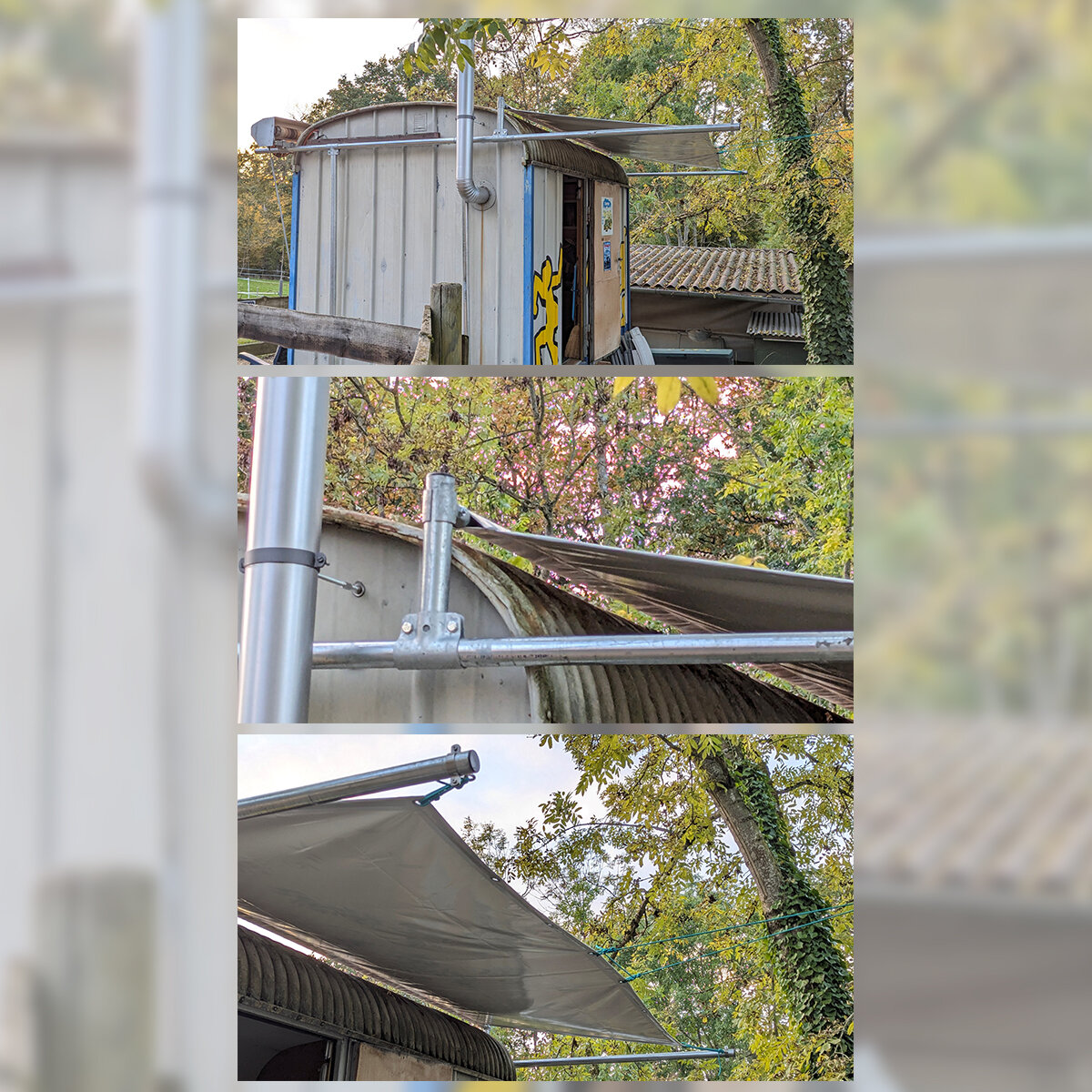 PVC Plane 650 g/m² B1 - lichtgrau - Überdachung Bauwagen