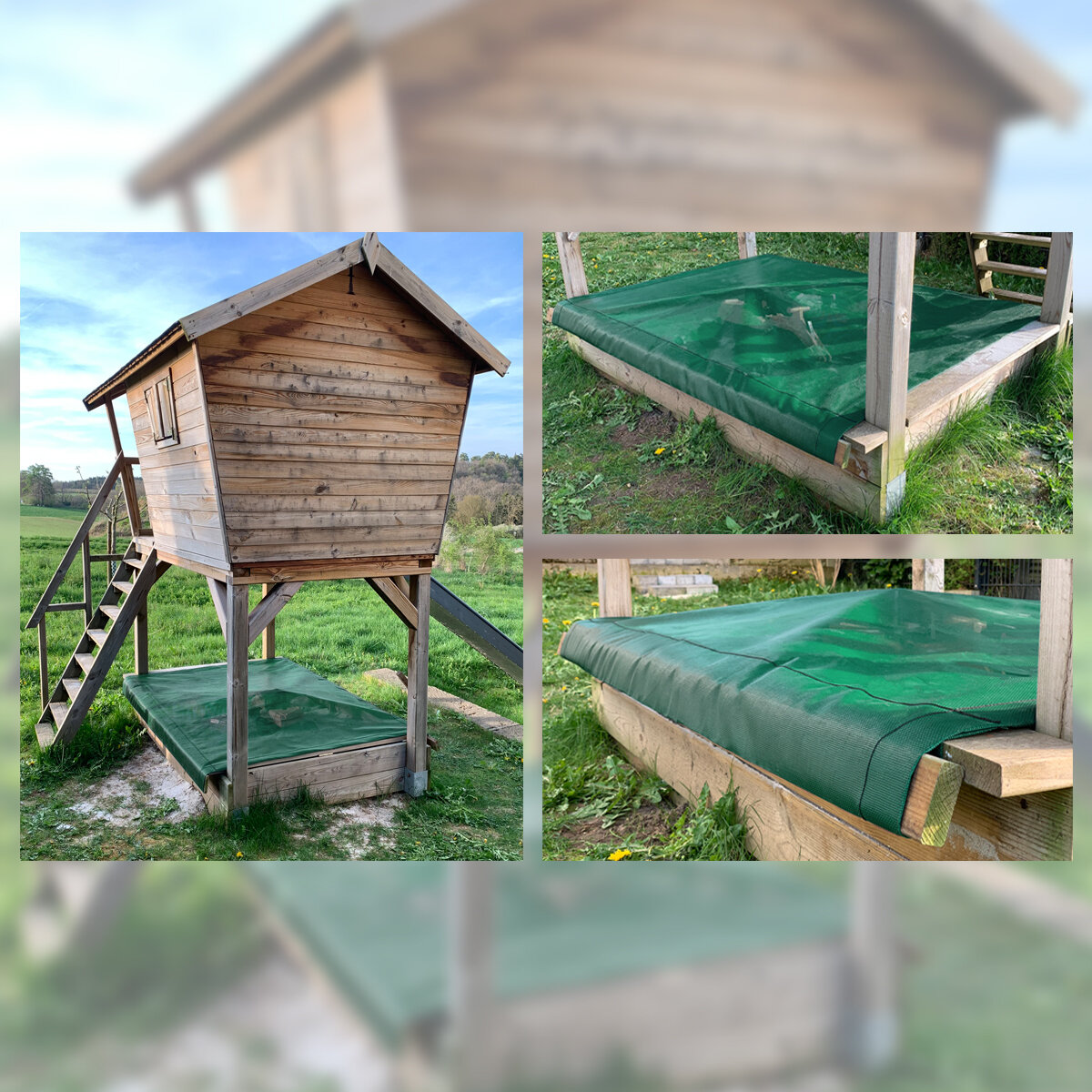 Gummierte Sandkastenabdeckung 260 g/m² zum Aufrollen für Spielturm