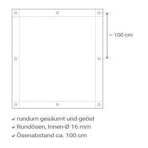 HDPE Gewebeplane - Abdeckplane - 180 g/qm 2 m x 3 m weiß