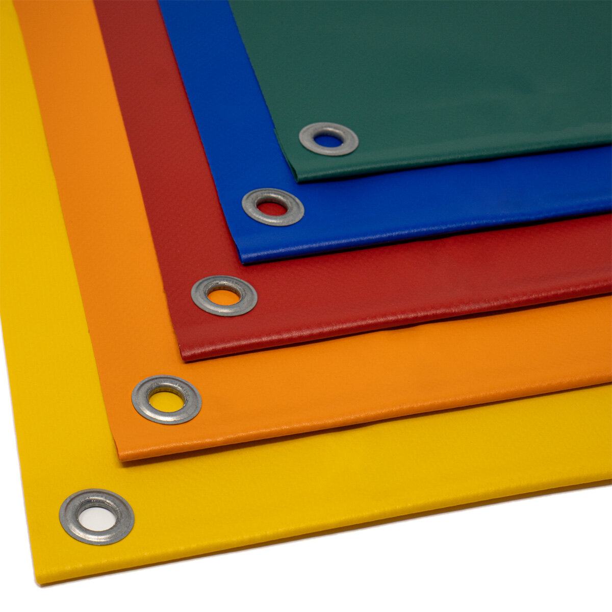 PVC-Abdeckplane rund nach Maß mit Ösen - 690 g/m² schwer entflammbar PVC-Abdeckplane rund nach Maß mit Ösen - 690 g/m² schwer entflammbar