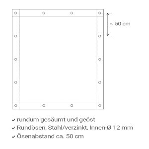 PVC Plane - Gewebeplane - LKW Plane - 650 g/m² alugrau (ähnlich RAL 7037) 2 x 4 m
