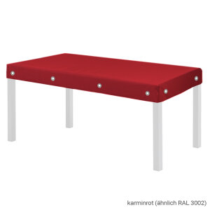 PVC Tisch-Abdeckhaube mit 20 cm Abhang - rechteckig - 600 g/m² - mit Saum und Ösen - nach Maß