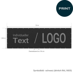Tennisblende "Colour" schwarz - 1,92 m x 12 m -...
