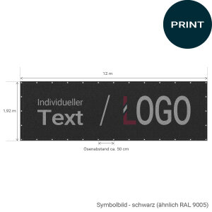 Tennisblende "Colour" schwarz - 1,92 m x 12 m -...